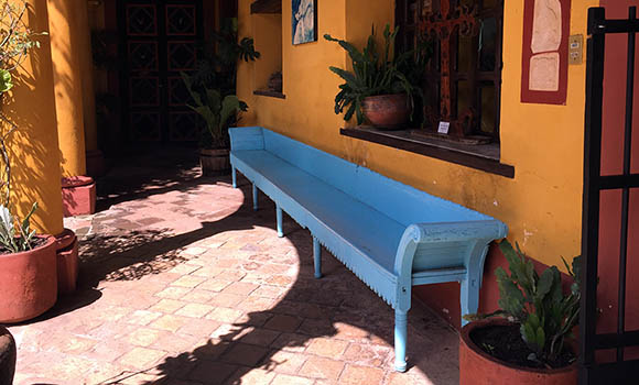 courtyard bench at casa na bolom