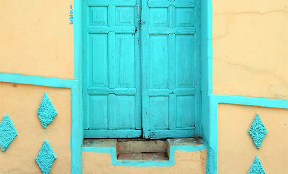 Colorful doors in Suchitoto, El Salvador