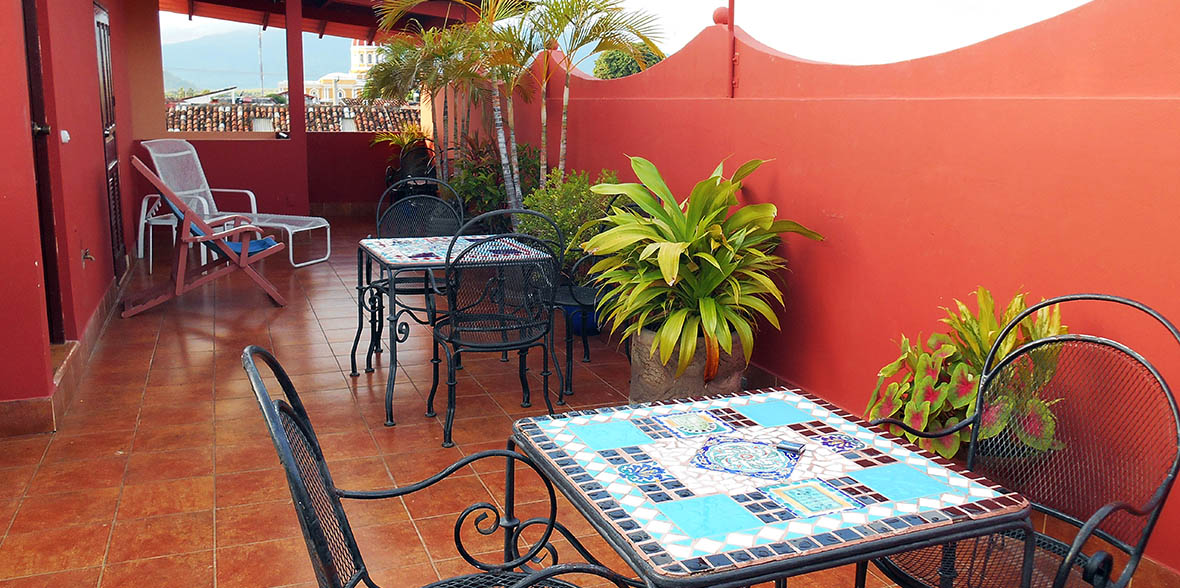 Rooftop terrace at Casa San Francisco in Granada Nicaragua