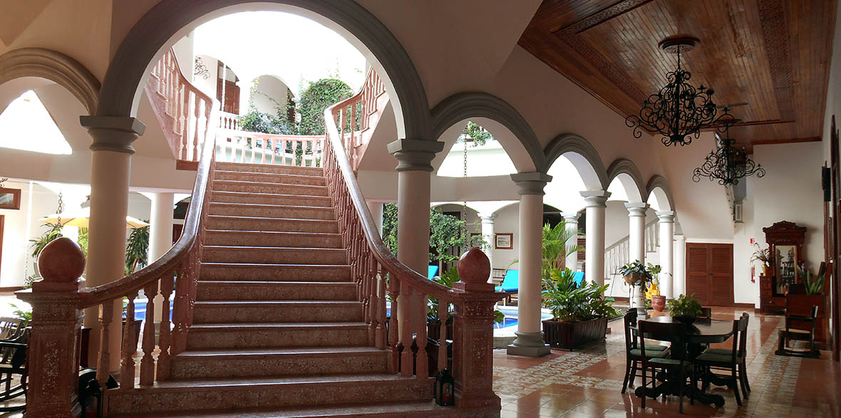 marble staircase at Hotel Real la Merced in Granada