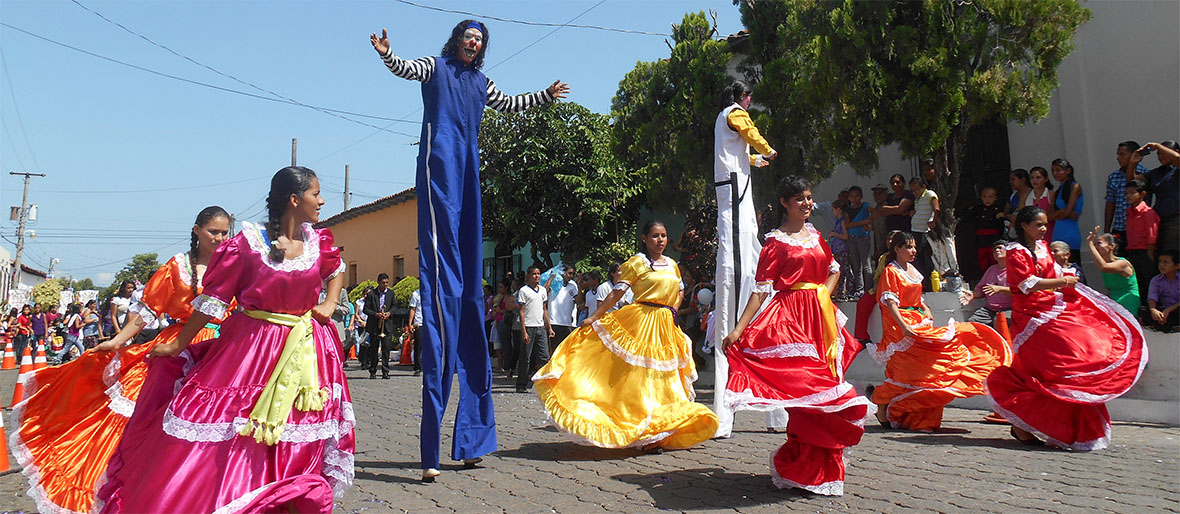 dancers at parade in suchitoto El Salvador